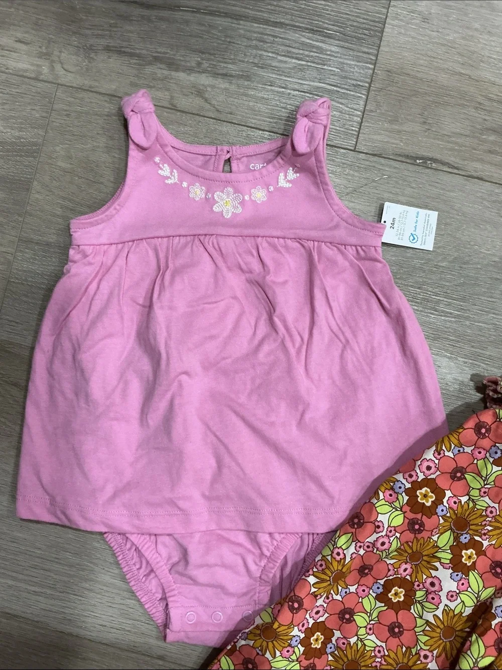 Carter's Pink Tank Bodysuit & Floral Ruffle Romper Set(wonder nation)